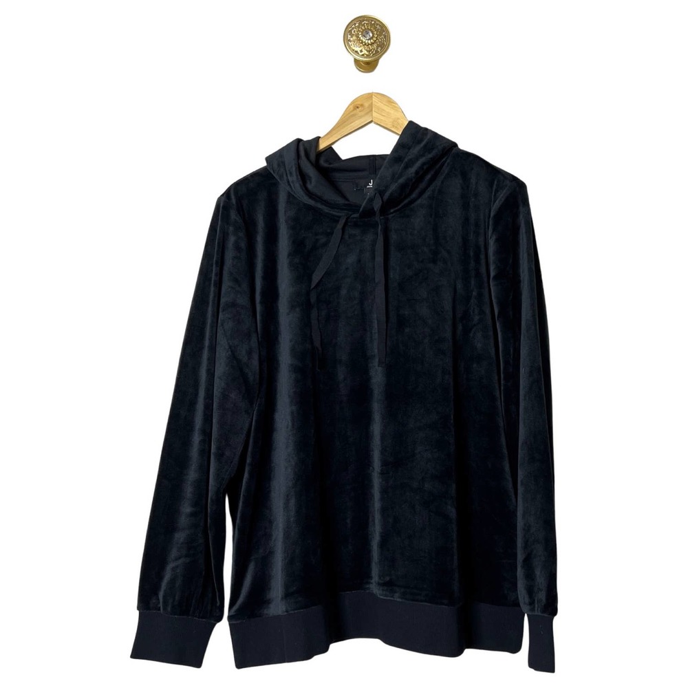 J JASON WU The Icon Velour Pullover Hoodie Black L